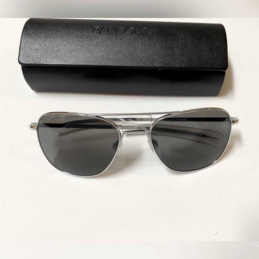 Randolph Engineering USA Bright Chrome Classic Aviator Sunglasses with case